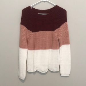 Harper Heritage Small Knit Sweater Maroon, Pink, White
